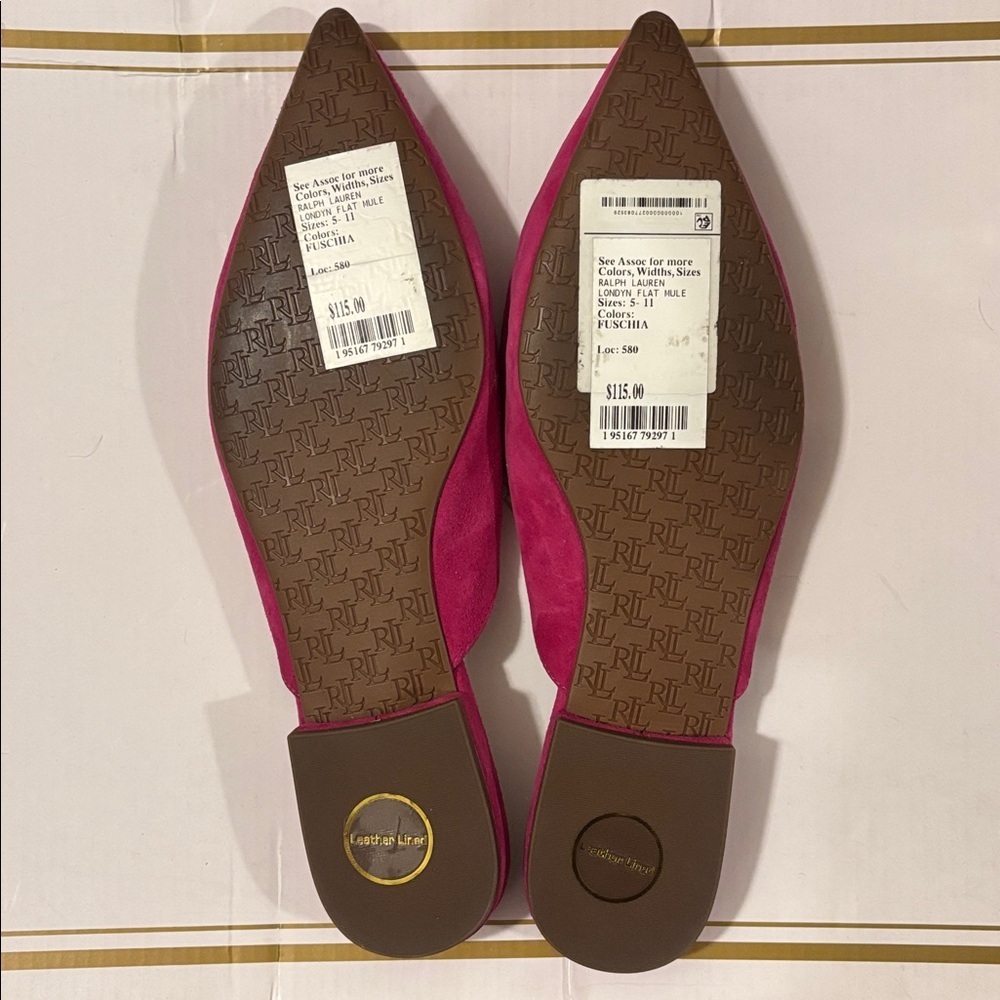 NWOT Ralph Lauren Women's Londyn Pink Suede‎ Mule Ballet - Picture 5 of 8